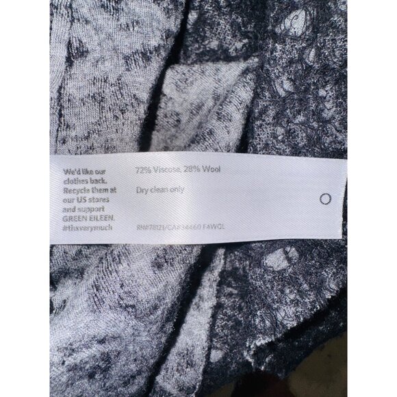 Eileen Fisher PS Black Wool Blend Asymmetrical Open Cardigan Casual Minimalist - Picture 9 of 10